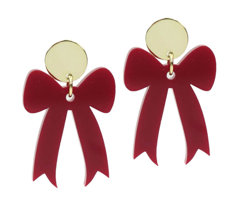 Gameday Bow Earring - Garnet