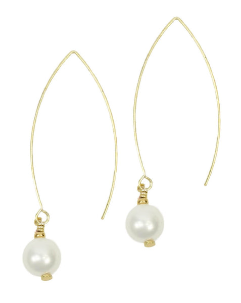Pearl Long Hoop Earring