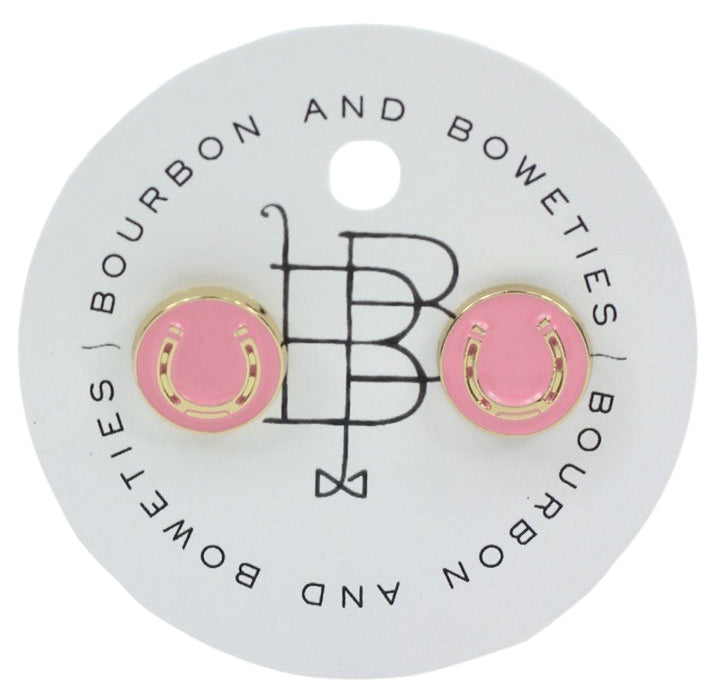 Horseshoe Stud Earring - Pink