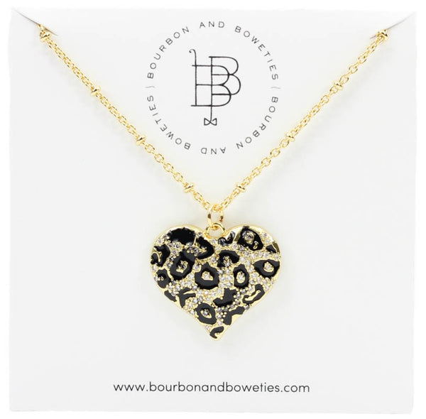 The Cheetah Heart Necklace - Black
