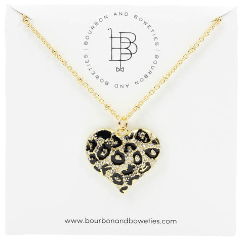 The Cheetah Heart Necklace - Black
