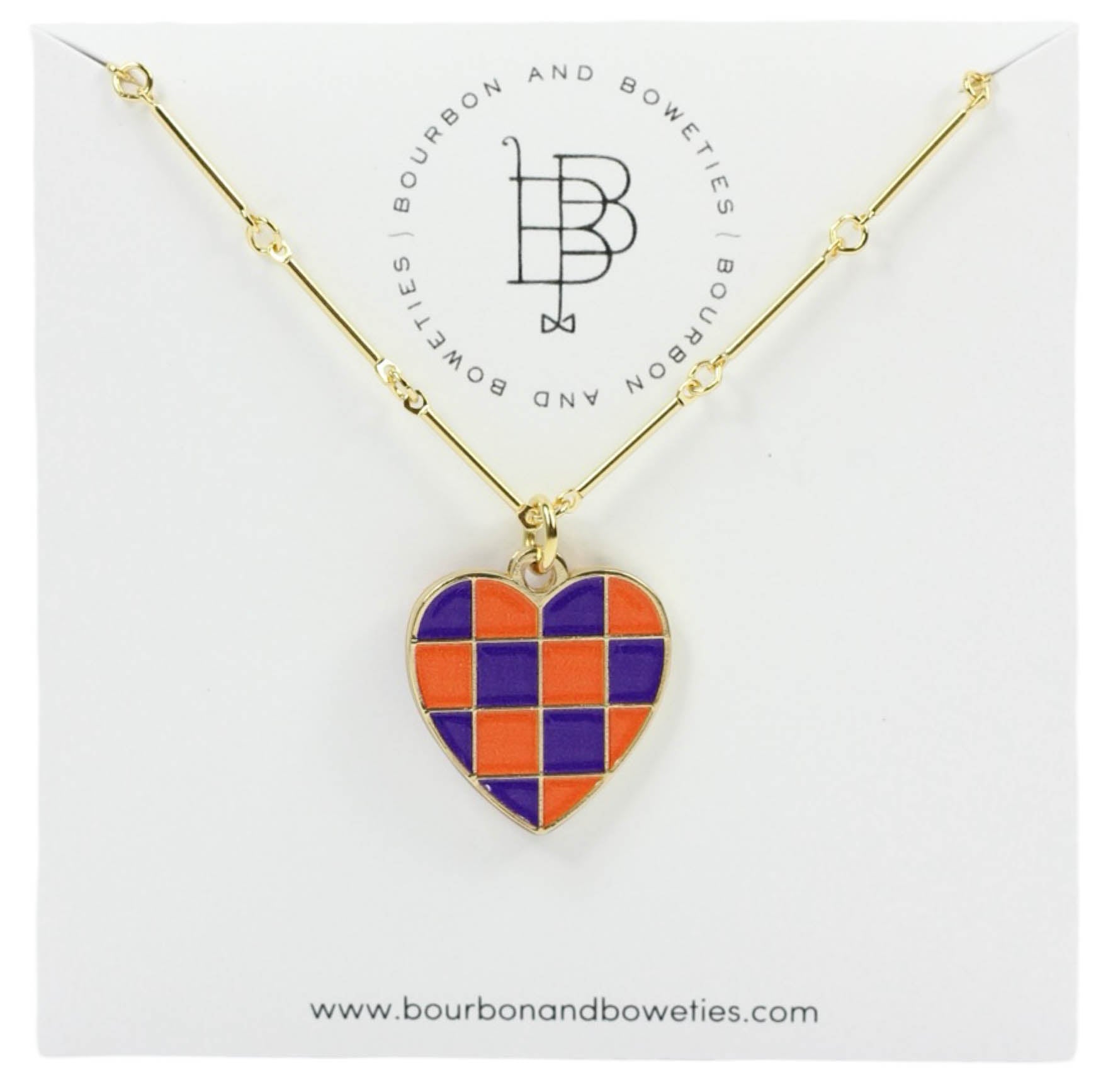 The Gameday Heart Necklace - Purple + Orange