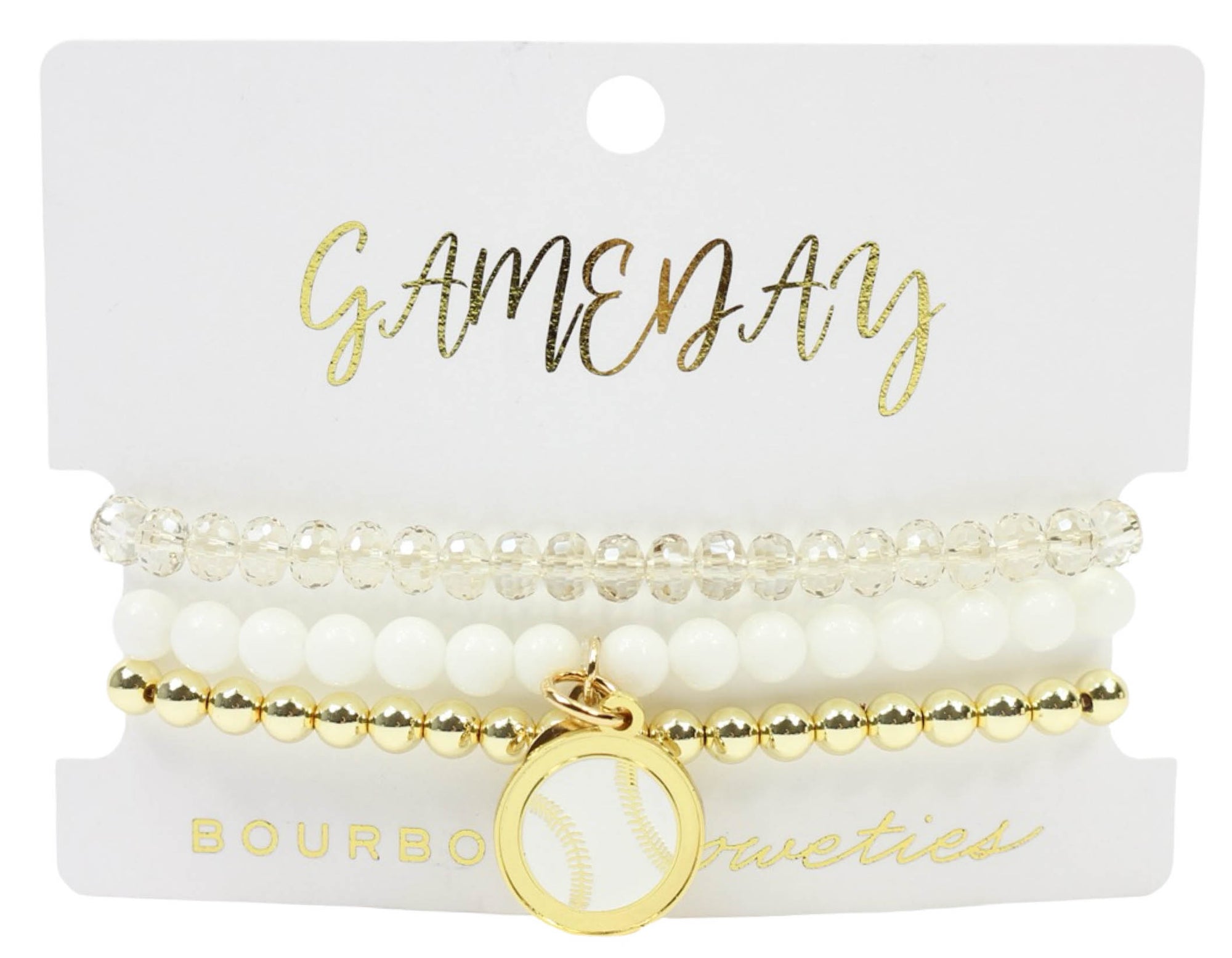Baseball Stretchy Stack - White