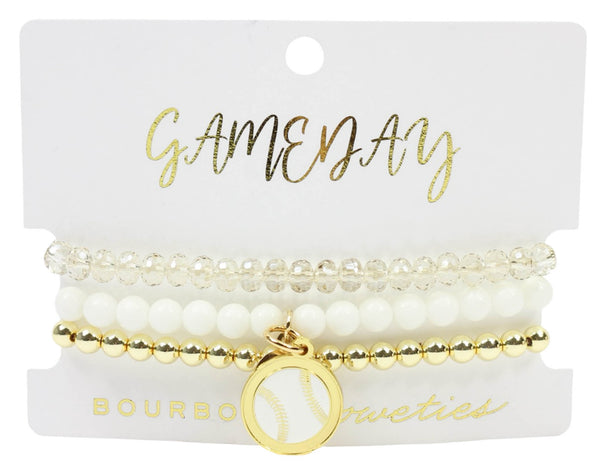 Baseball Stretchy Stack - White