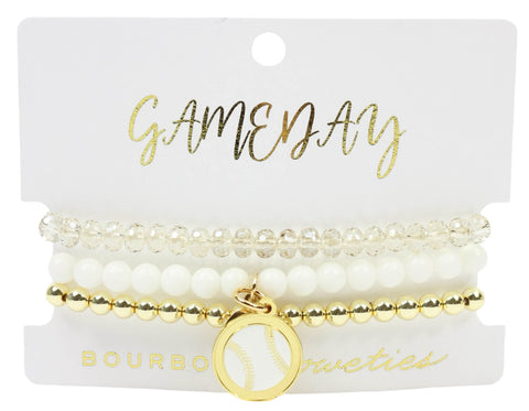 Baseball Stretchy Stack - White