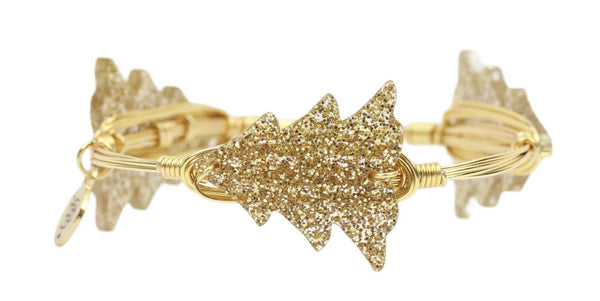 Gold Glitter Christmas Tree Bangle Bracelet