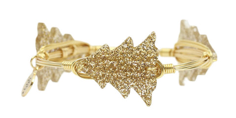 Gold Glitter Christmas Tree Bangle Bracelet