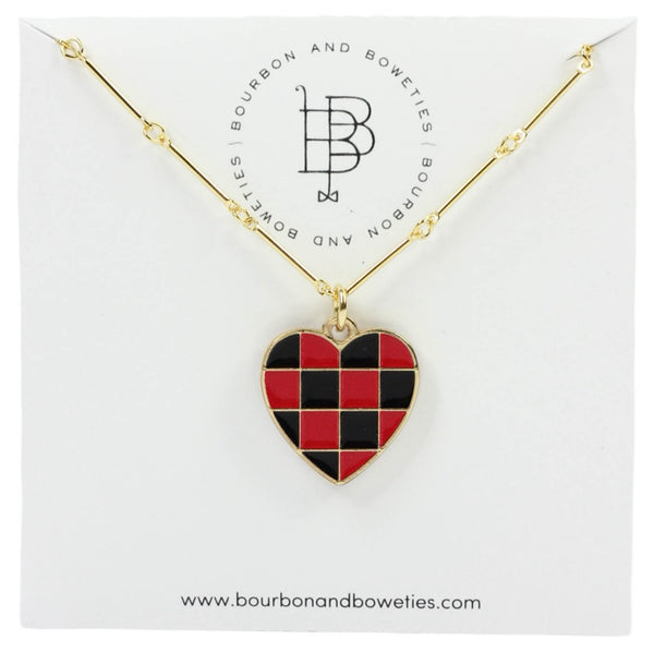 The Gameday Heart Necklace - Black & Red
