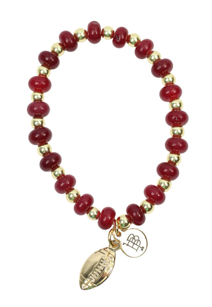 Annie Stacker Bracelet - Maroon with Football Charm