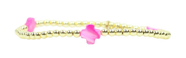 Ella Stacker Stretch Bracelet - Pink Swirl Cross