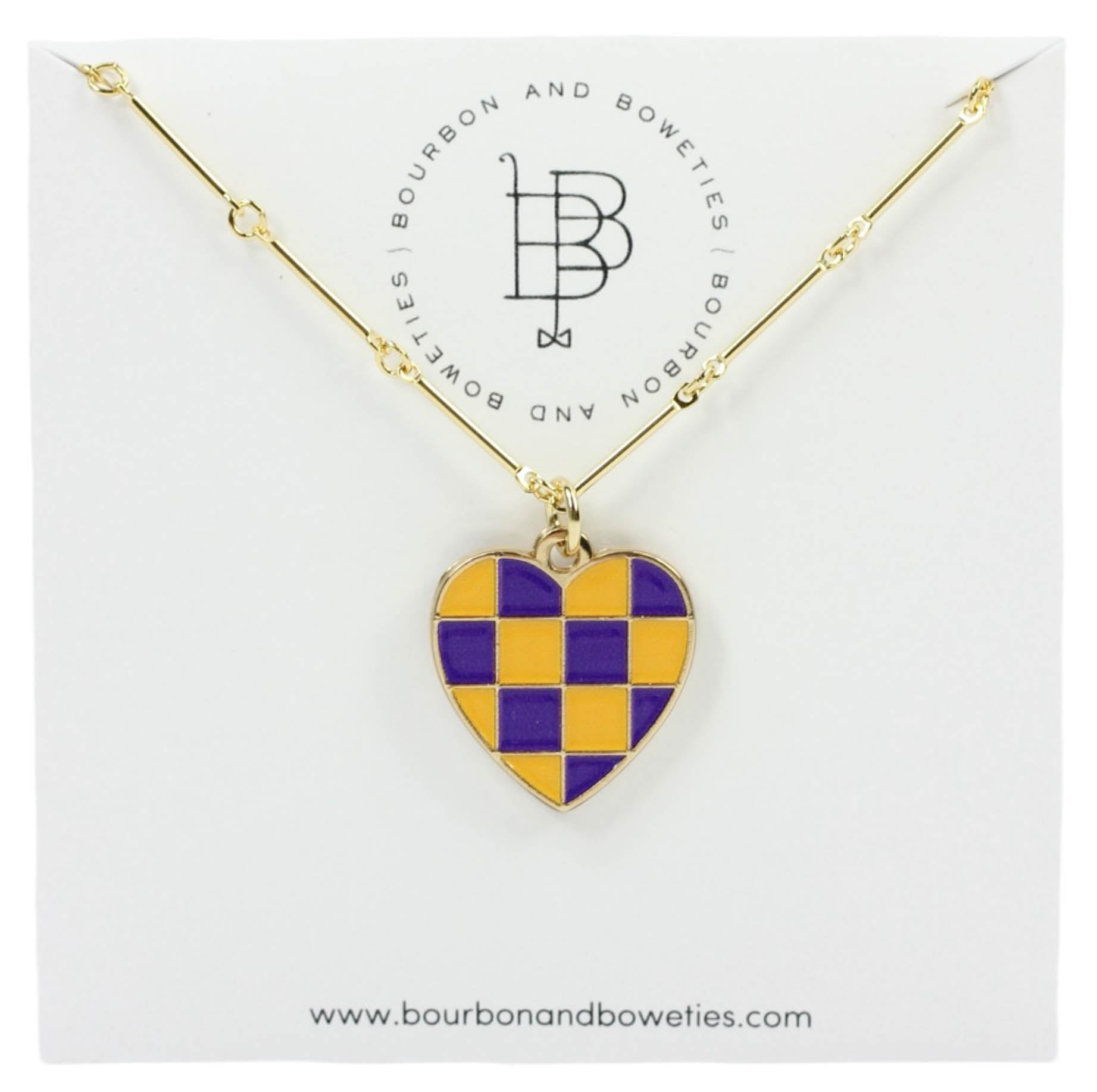 The Gameday Heart Necklace - Purple + Gold