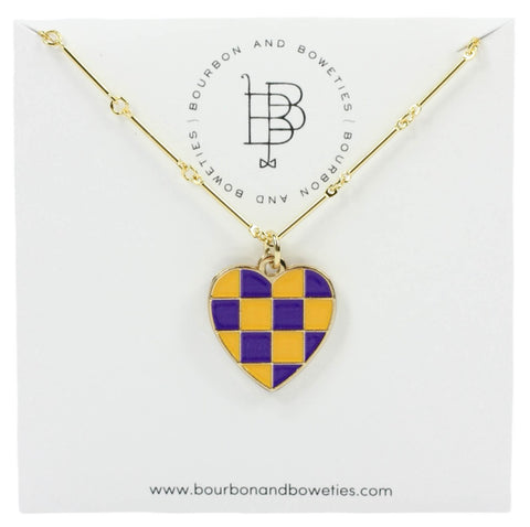 The Gameday Heart Necklace - Purple + Gold