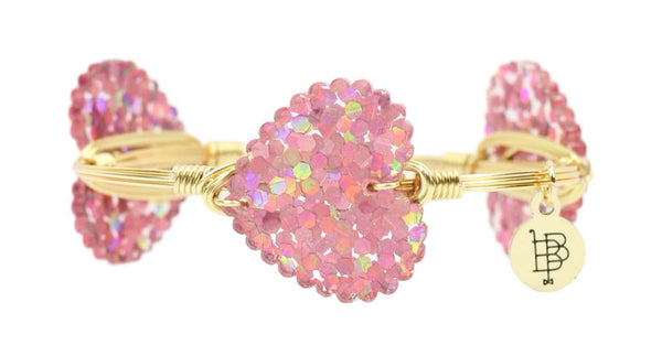 Pink Confetti Heart Bangle Bracelet