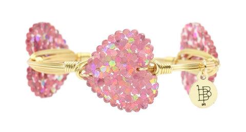 Pink Confetti Heart Bangle Bracelet