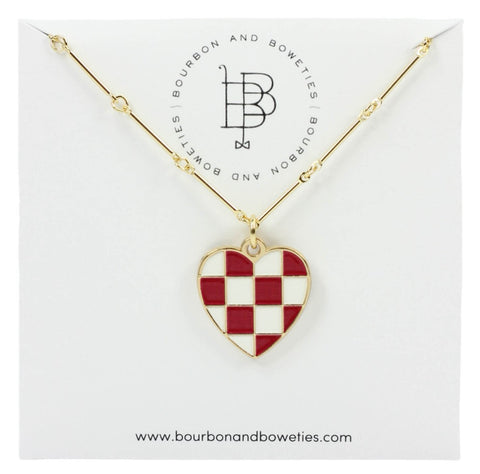 The Gameday Heart Necklace - Crimson