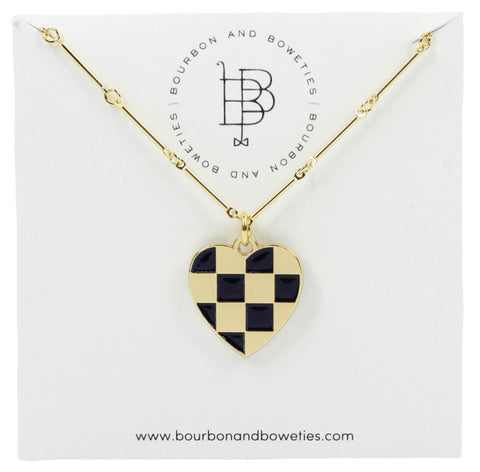 The Gameday Heart Necklace - Black + Gold