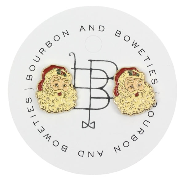 Retro Santa Stud Earring - Red