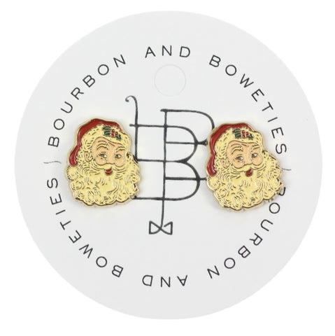 Retro Santa Stud Earring - Red