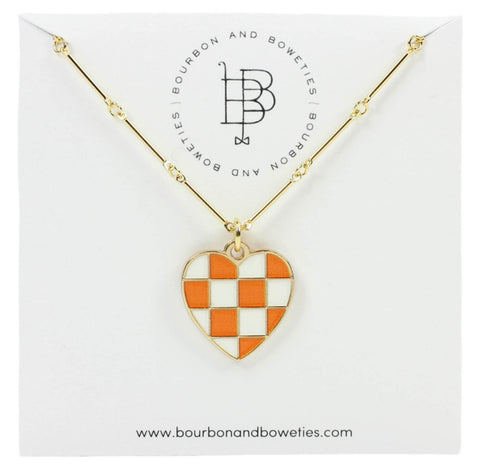 The Gameday Heart Necklace - Orange + White