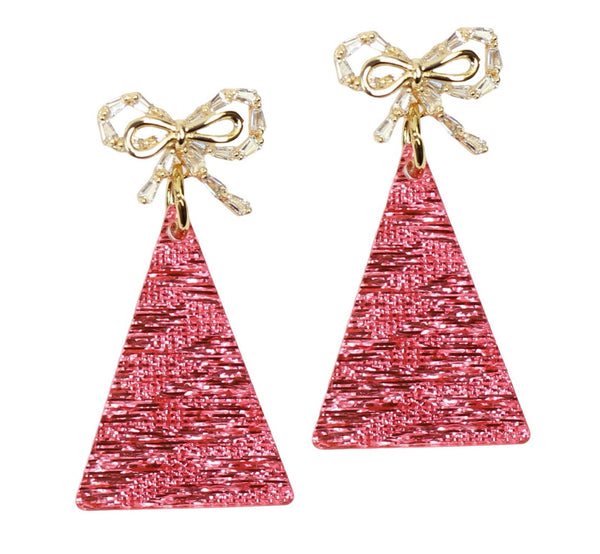 Pink Glam Christmas Tree Earring