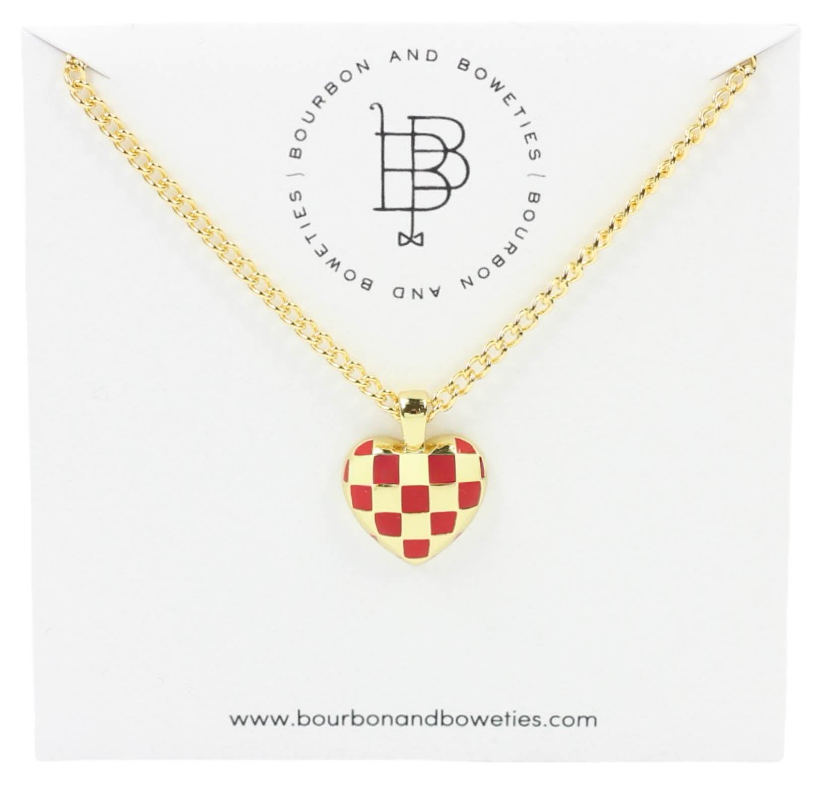 The Red Checkered Heart Necklace