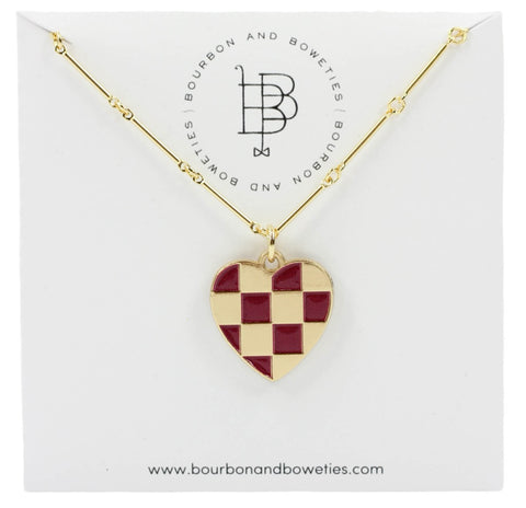 The Gameday Heart Necklace - Garnet + Gold