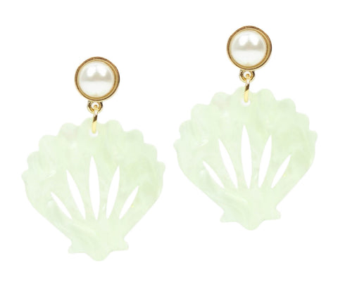 Mint Sea Shell Earring