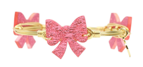 Pink Bow Bangle Bracelet
