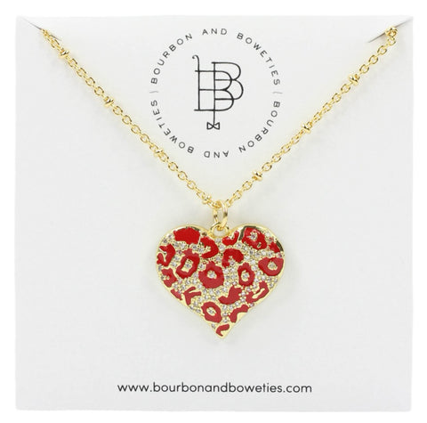 The Cheetah Heart Necklace - Red