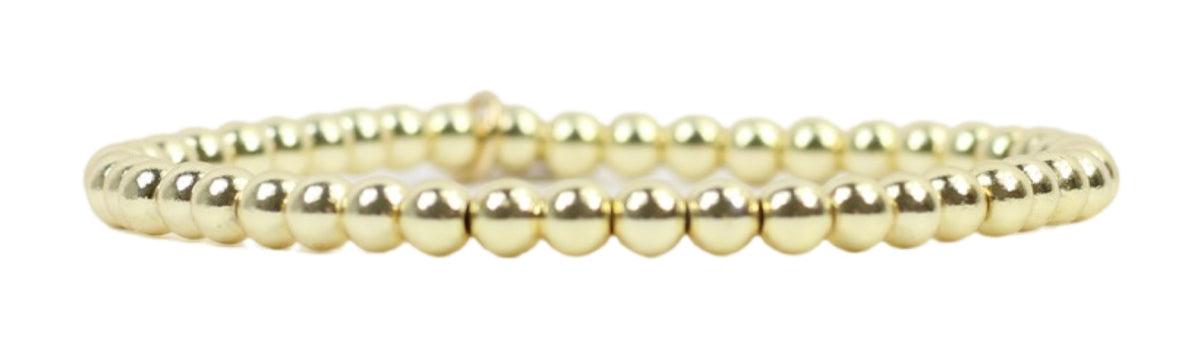 Gold 3mm beaded stretch stacking bracelet