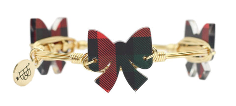 Christmas Plaid Bow Bangle Bracelet