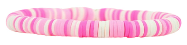 Stacker Stretch Bracelet - Pink + White Vinyl