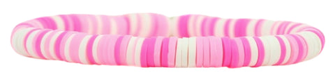 Stacker Stretch Bracelet - Pink + White Vinyl
