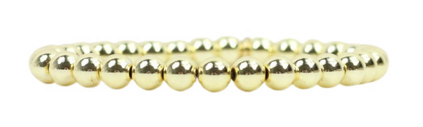 Gold 6mm beaded stretch stacking bracelet