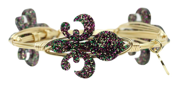 The Fleur De Lis Bangle Bracelet - Glitter