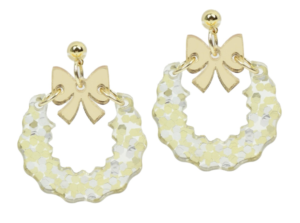 Christmas Wreath Earring - Metallic