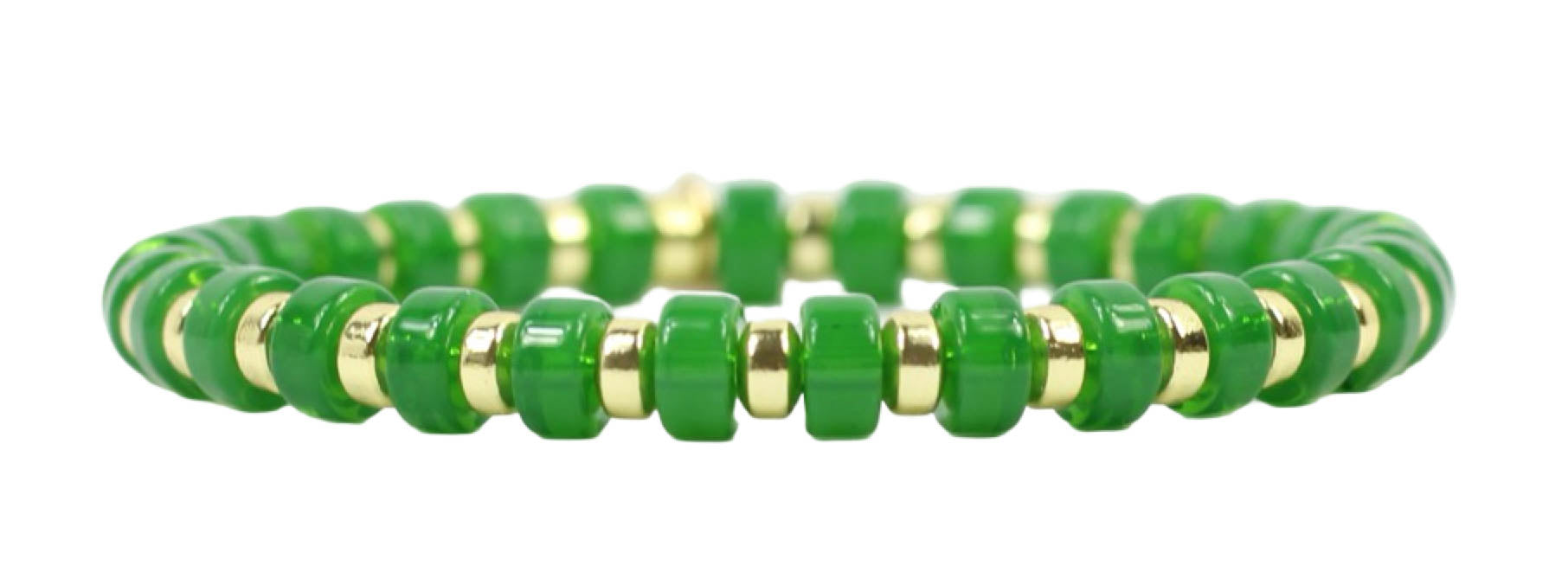 Gigi Stretch Bracelet - Green Disc
