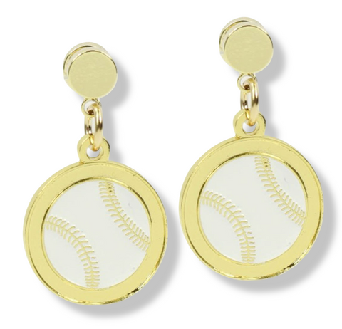 Baseball Earring - White