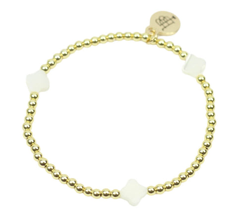 Ella Stacker Stretch Bracelet - White Clover