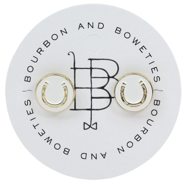 Horseshoe Stud Earring - White