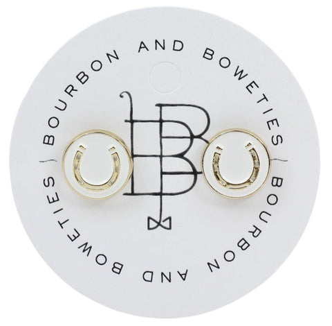 Horseshoe Stud Earring - White