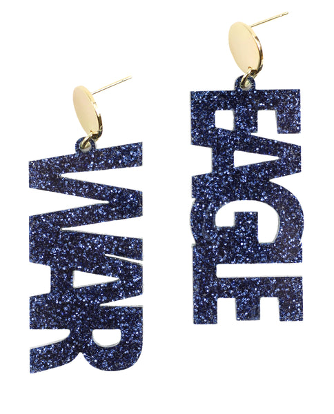 War Eagle Acrylic Earring - Navy Glitter