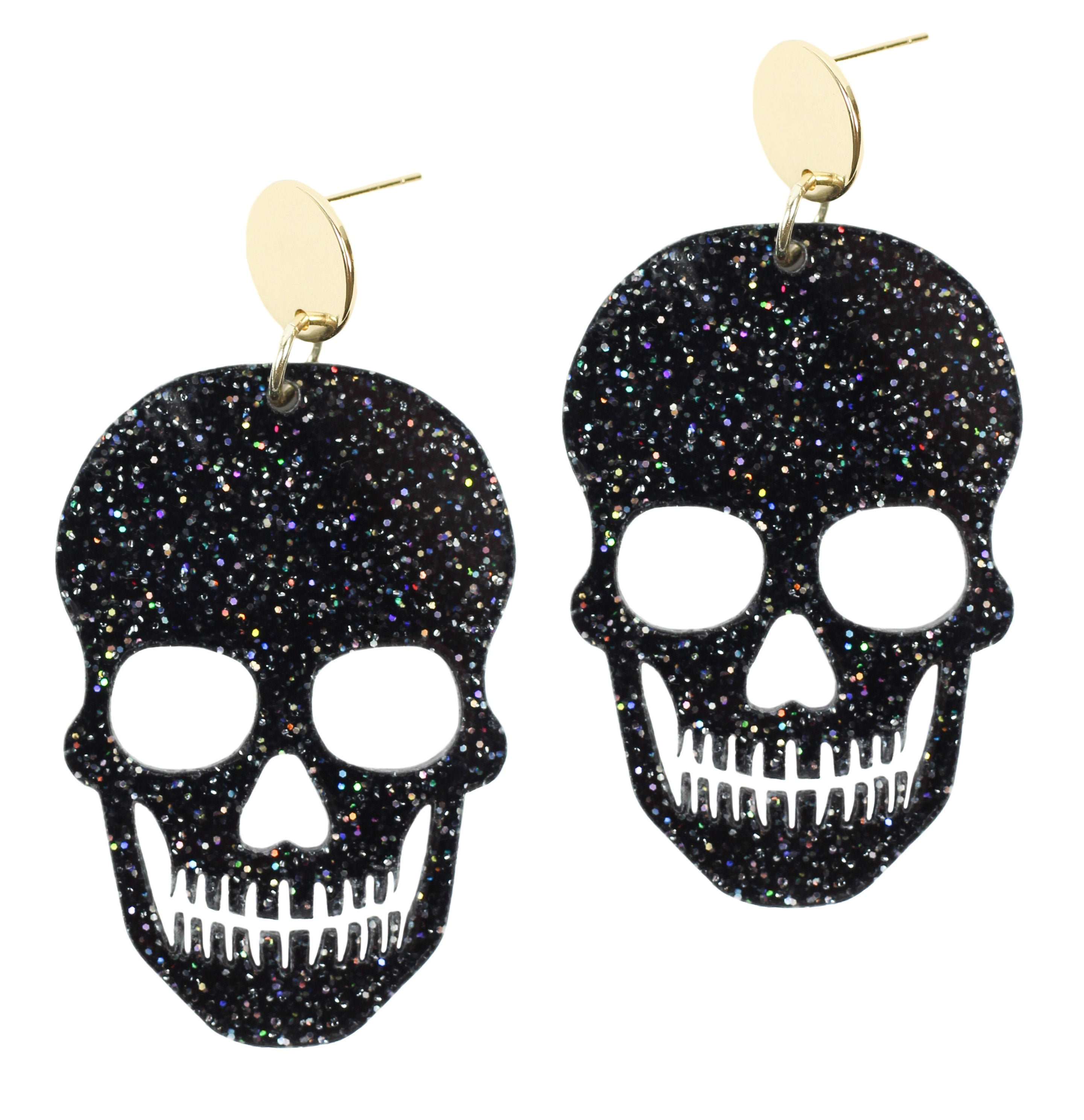 Black diamond skull earrings deals