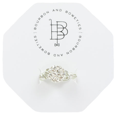 Silver Metallic Ring on Silver