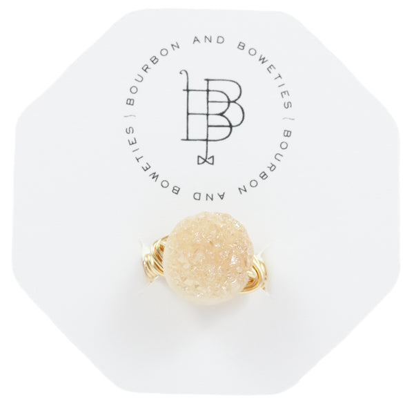 Round Champagne Druzy Ring