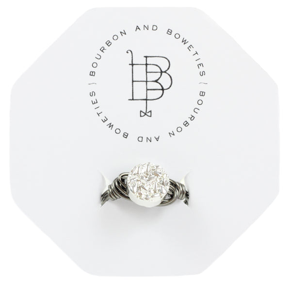 Silver Metallic on Gun Metal Ring