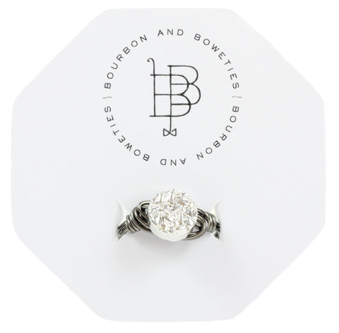 Silver Metallic on Gun Metal Ring