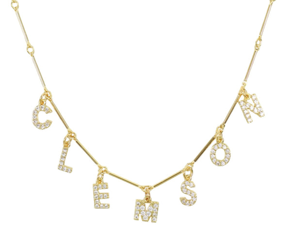 Clemson Necklace - Rhinestone