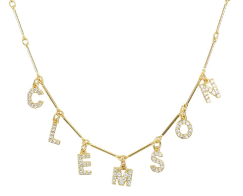 Clemson Necklace - Rhinestone