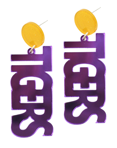 Tigers Acrylic Earring - Purple Mirror